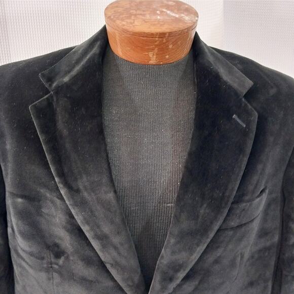 PERRY ELLIS! LUXE BLACK VELVET! 100% COTTON, PLUSH JACKET, BLAZER! SZ 42R - Picture 6 of 11